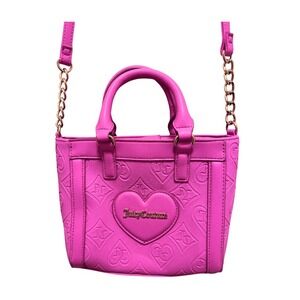 Juicy Couture Mini Tote Handbag Crossbody Bag Pink Heart Purse Valentine's